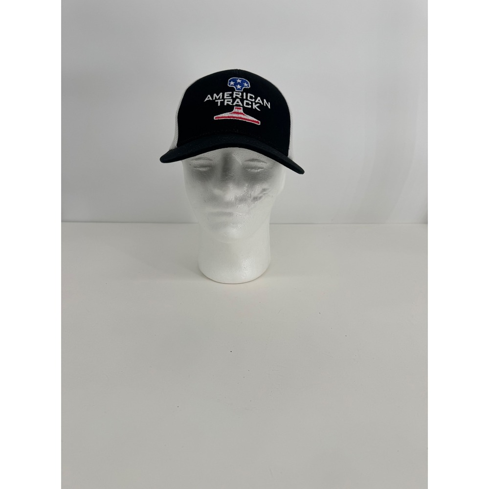 Outdoor Cap OC770 American Track Trucker Hat Black White Snapback Mesh Cap